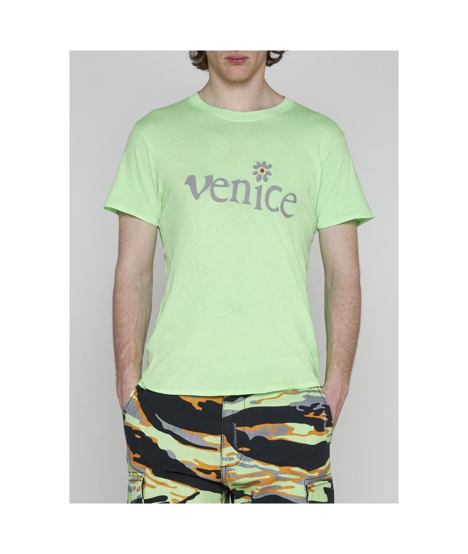 【ERL】 VeniceコットンアンドリネンTシャツ ERL Venice cotton and linen blend t-shirt - Men