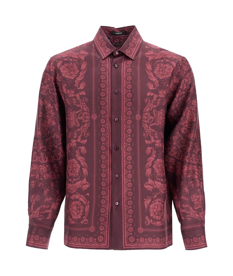 Versace Burgundy Silk Shirt | italist