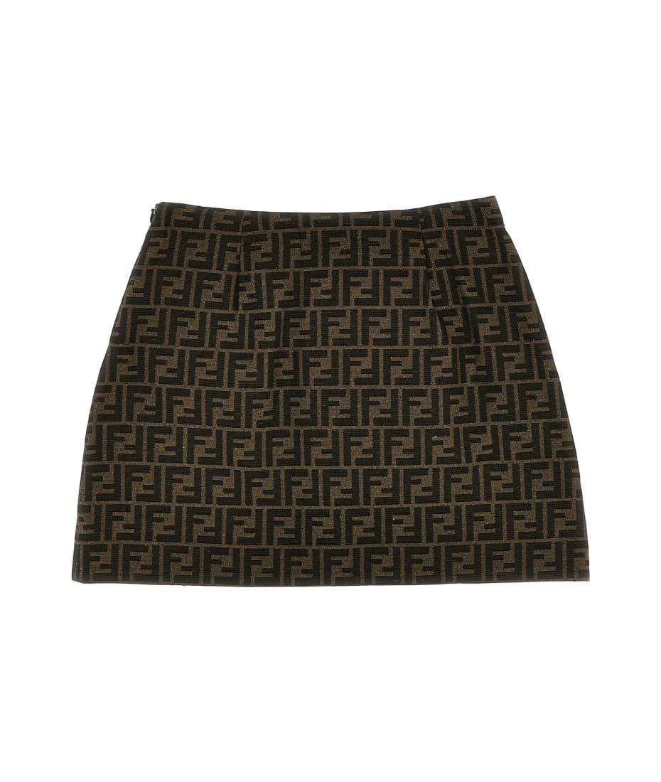 【送関込】FENDI☆フェンディ FF skirt FENDI FF-logo Pattern Knit Skirt | Neutrals | FARFETCH