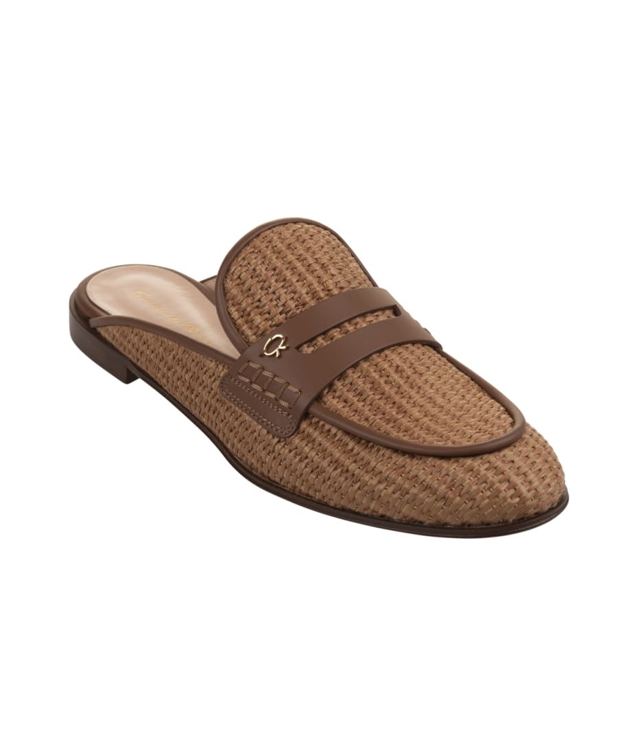 Gianvito Rossi Brown Woven Raffia Florio Sabot | italist