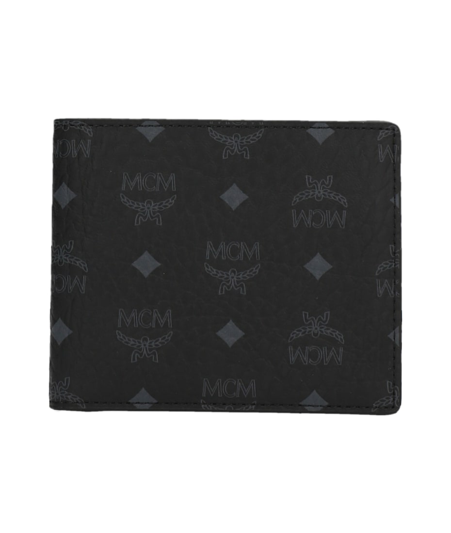 MCM M-Veritas Mini Coated-Canvas Wallet Black