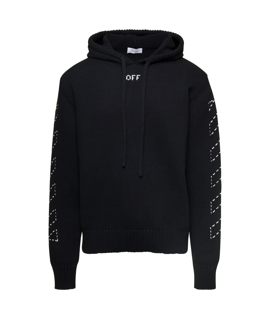 Off white knit hoodie hot sale