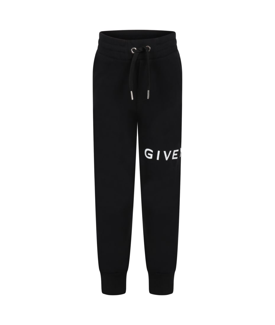 Givenchy Black Sweatpants For Boy With White Logo - Nero