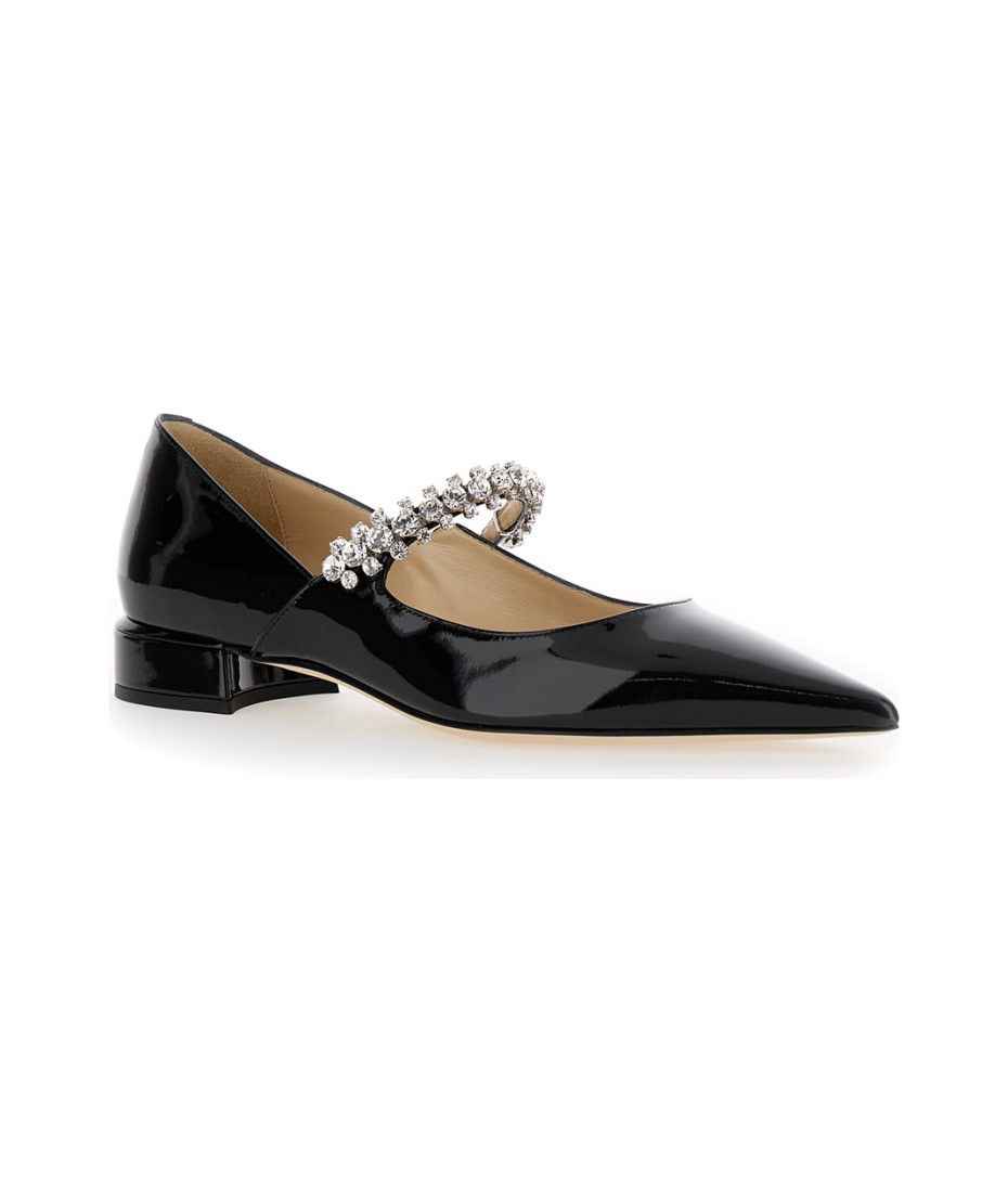 ◆正規品・新品◆Jimmy Choo(ジミーチュウ)Black Ballet Flats Jimmy Choo Black Ballet Flats With Crystals On Strap In