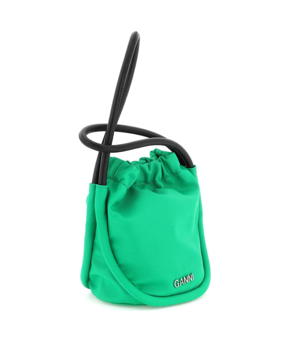 Knot Mini Nylon Shoulder Bag in Green - Ganni