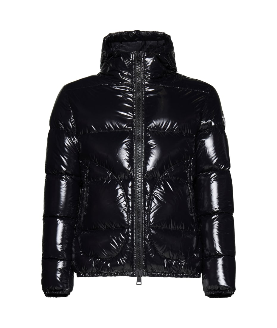 ダウンジャケット・コート Herno Biker Down Jacket In Glossy Nylon Herno Glossy Black Down Jacket | italist
