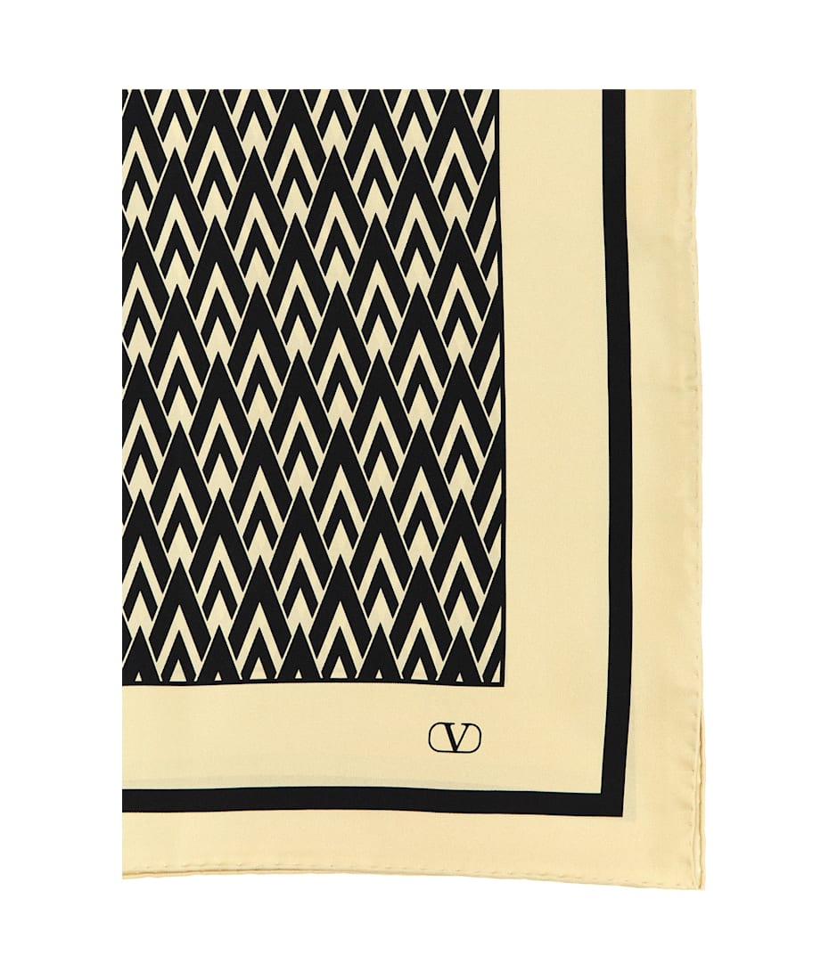 スカーフ VALENTINO Valentino Garavani 'Toute La V' scarf Toute La V Silk Bandeau Scarf for Woman in Cream/black
