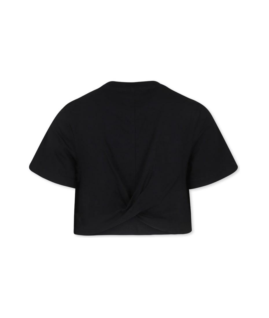 Tシャツ・カットソー MSGM Woman T-Shirt Black 2000MDM510200002 99 Round neck cotton T-shirt black with micro logo | Shop MSGM