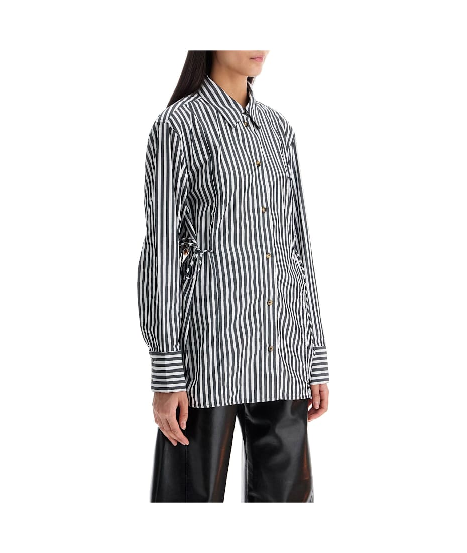 Tシャツ・カットソー Ganni SS25 Lace-up shirt (W0096 099) Ganni Lace-up Shirt | italist