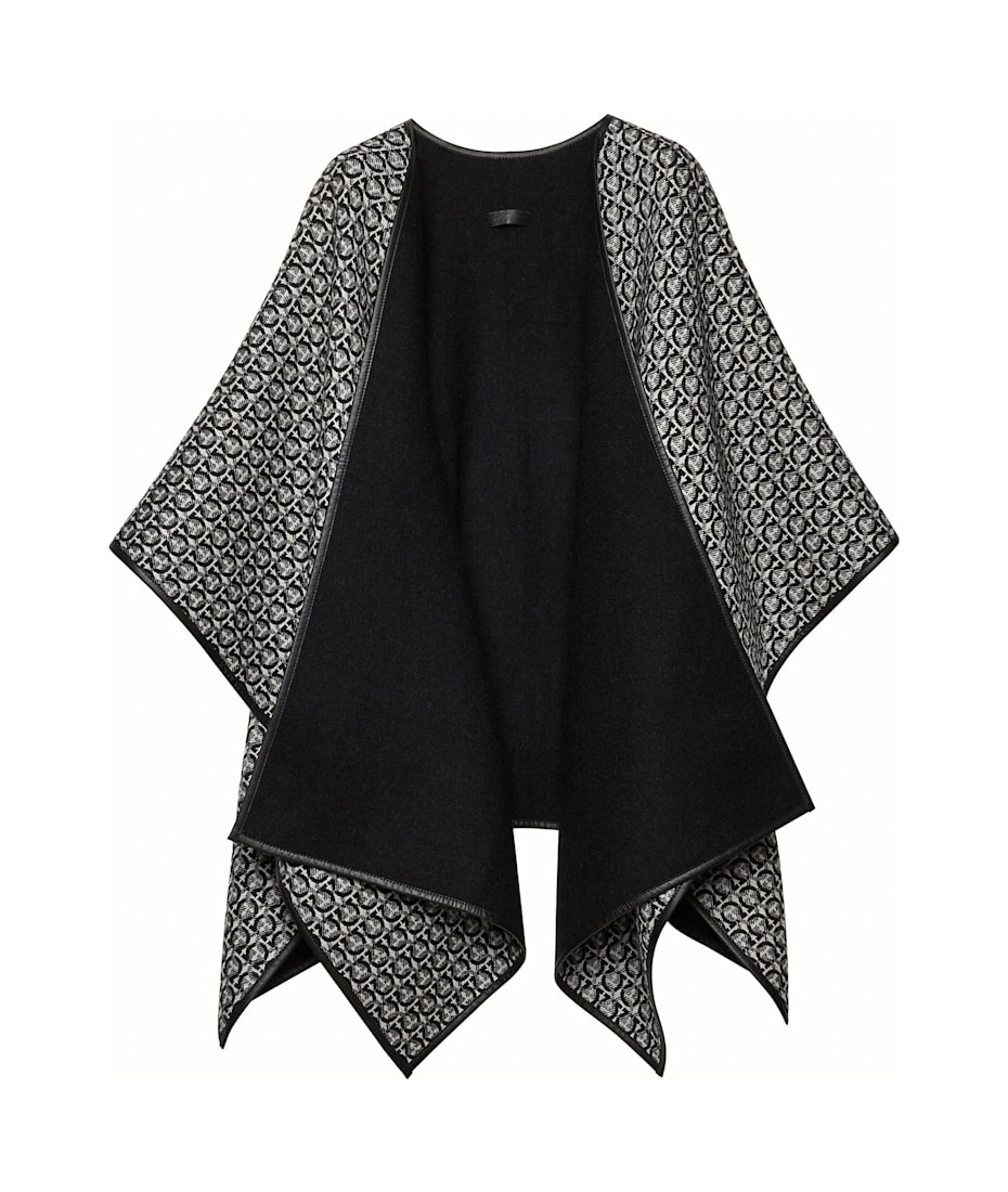 Ferragamo Black Wool Cape | italist