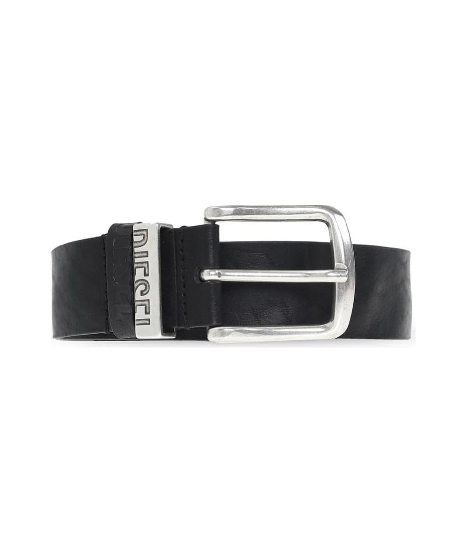 ベルト DIESEL Leather belt Nero B-1DR: Leather Belt with silver D logo buckle | Diesel