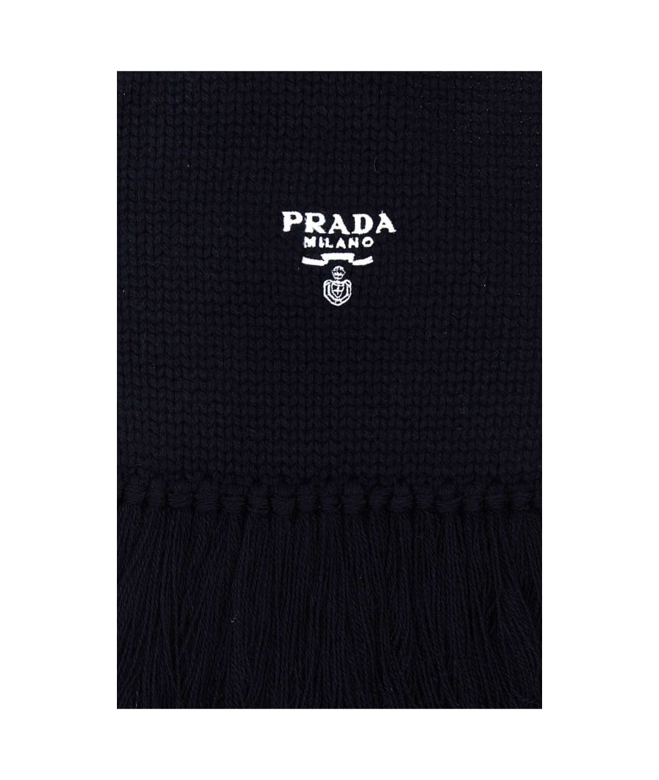 Prada Dark Blue Cashmere Scarf - BLEU