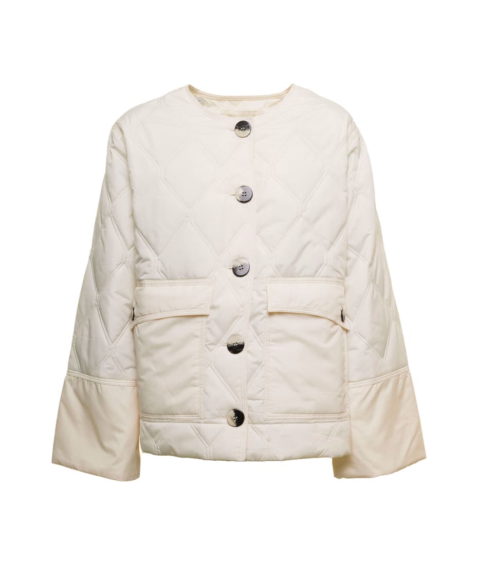 GANNI｜ガニー cropped ripstop jacket クロップ ジャケット White Ripstop Quilted Crop Jacket Ganni Woman | italist