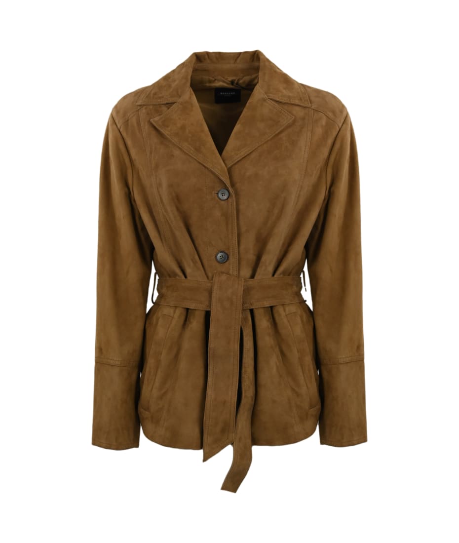 ジャケット WEEKEND MAX MARA Woman Jacket Dust 2525486011600 019 Washed nappa-leather bomber jacket, black | 