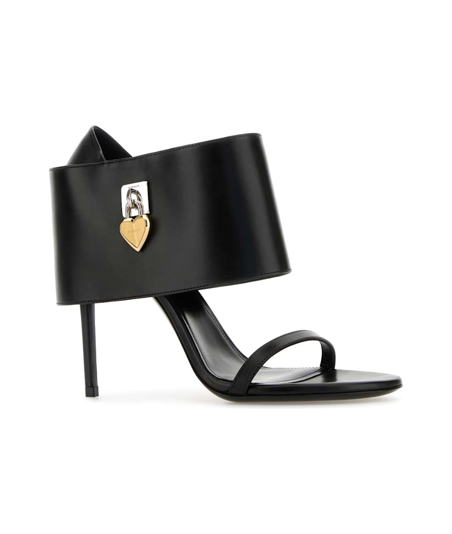 サンダル・ミュール GIVENCHY Black Leather Stitch Sandals Givenchy | 4G 95 liquid black sandals | Savannahs