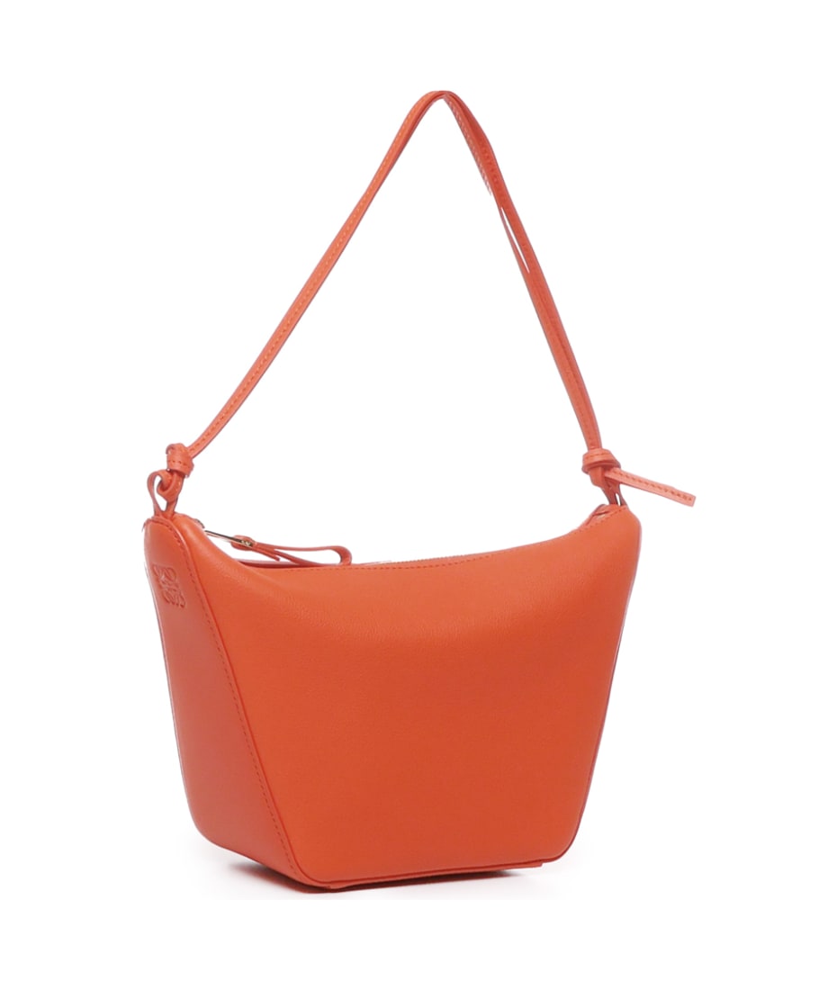 Loewe Mini Haddock Hobo Bag In Calfskin - Vivid orange