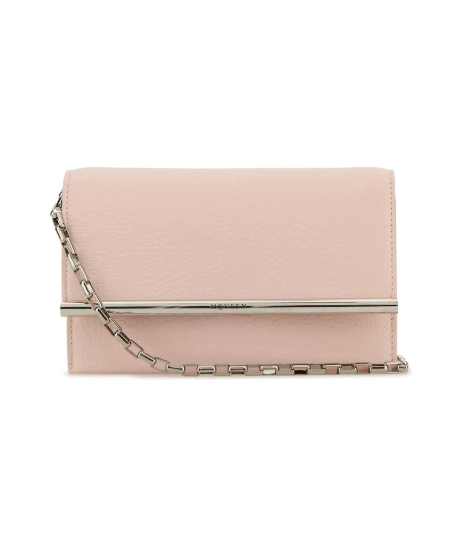 Alexander McQueen Pink Leather Mini Cross-bar Clutch