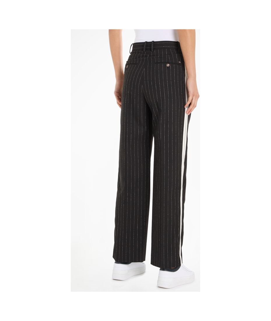 Tommy Hilfiger Relaxed Fit Straight Pinstriped Trousers - BLACK STRIPE