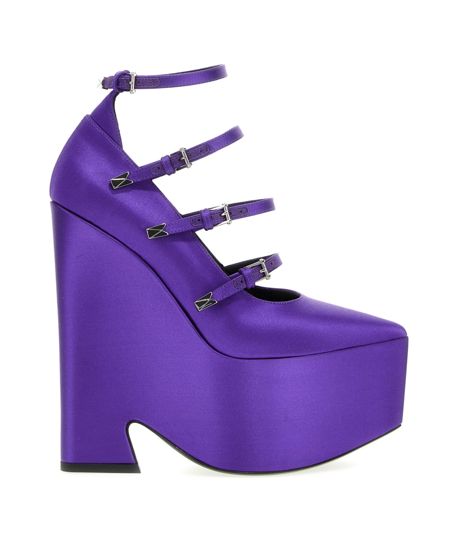 【送料&関税込】Versace Tempest Platform Pumps Tempest leather platform pumps in black - Versace | Mytheresa