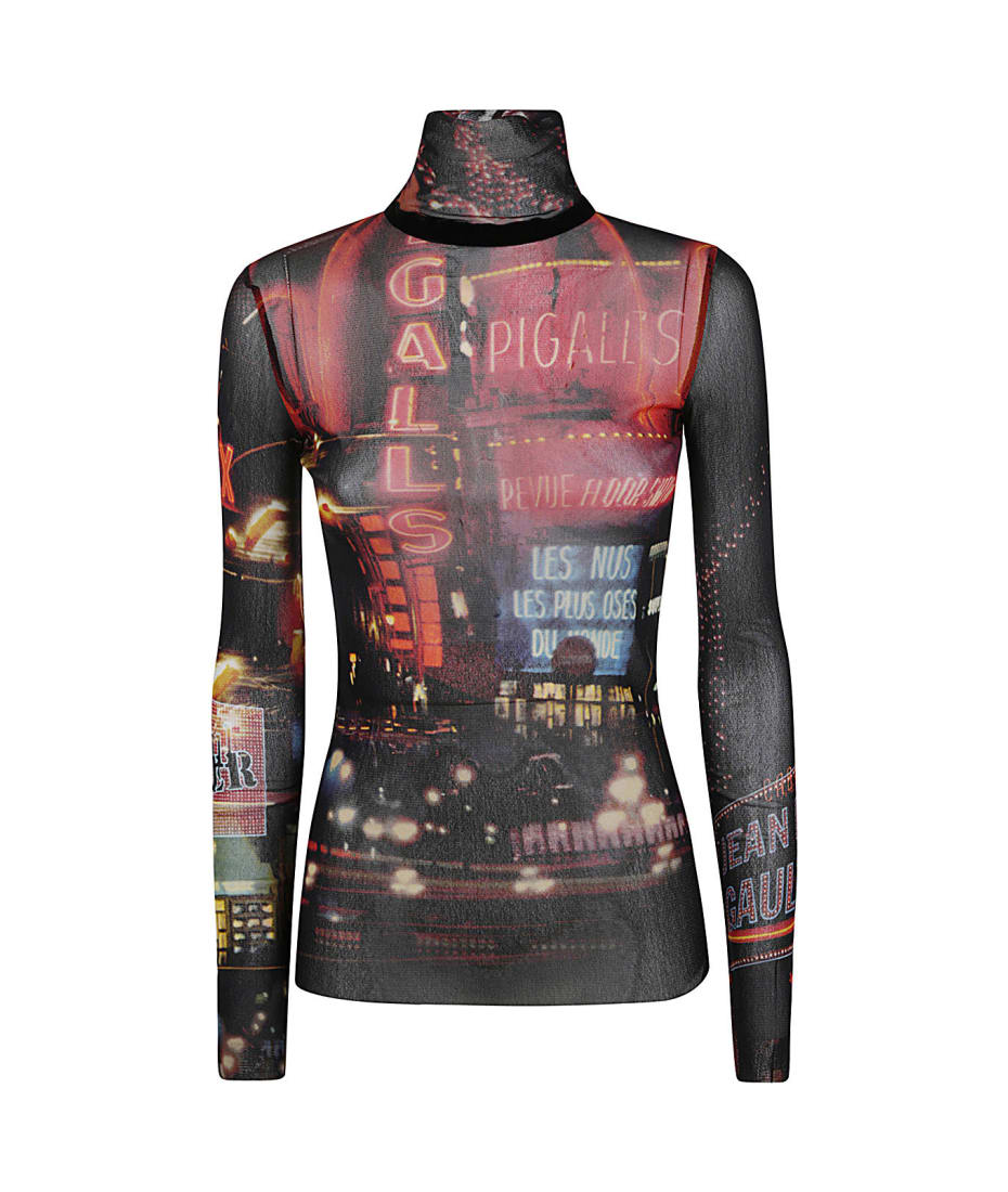 Jean Paul Gaultier Mesh Top Longsleeve Printed 