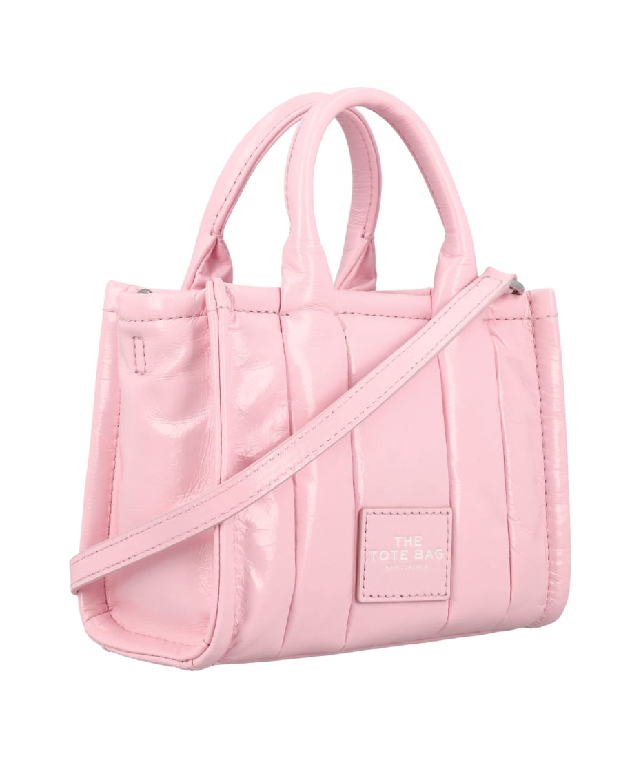 Marc Jacobs The Crinkle Leather Micro Tote In Pink & Purple