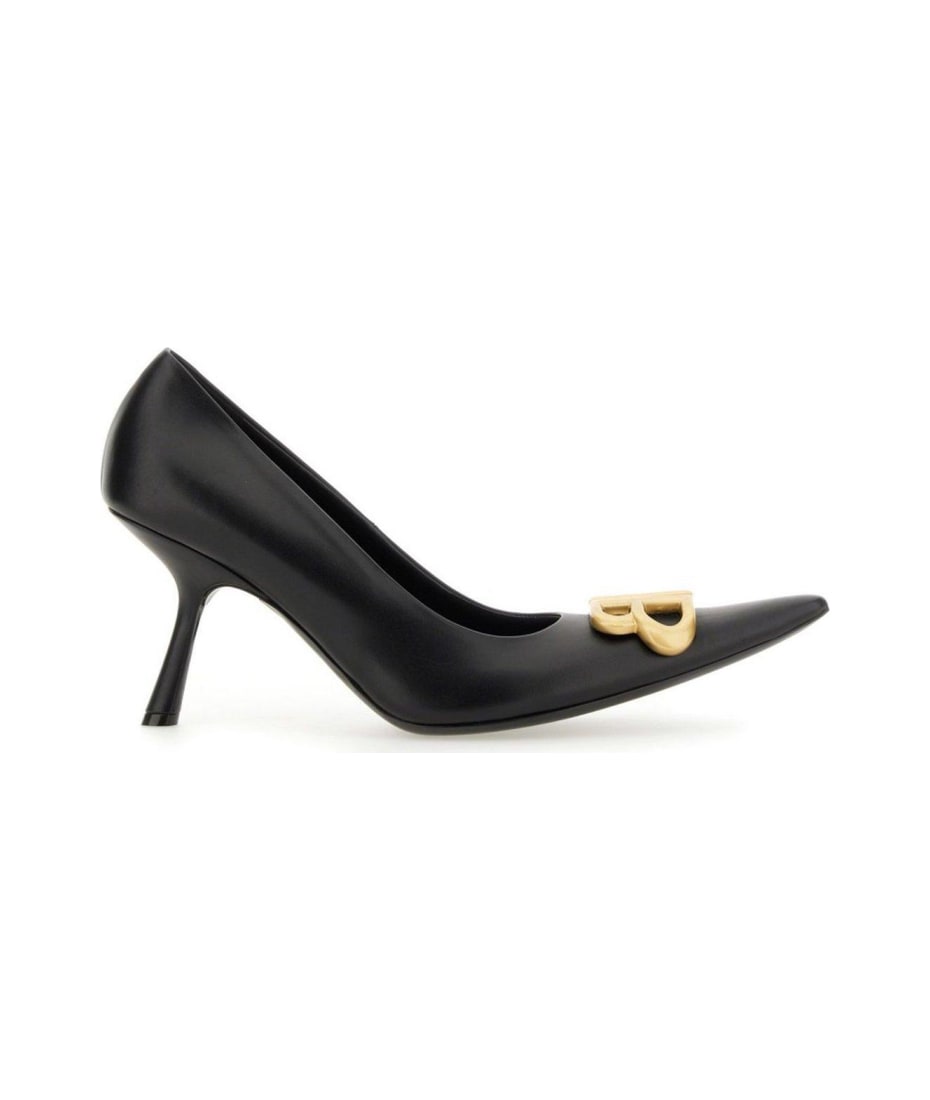 Balenciaga Logo Plaque Pointed-toe Heels | italist