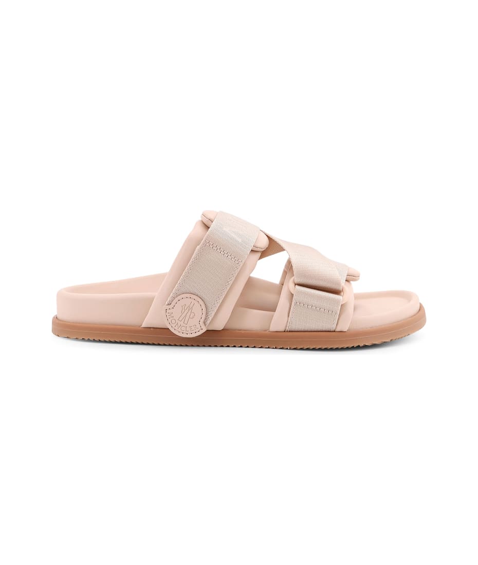 Moncler Mon Summer Leather Sandals With Nylon Details