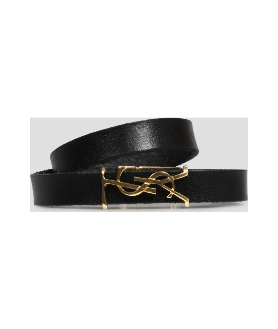 OPYUM double wrap bracelet in leather and metal, Saint Laurent