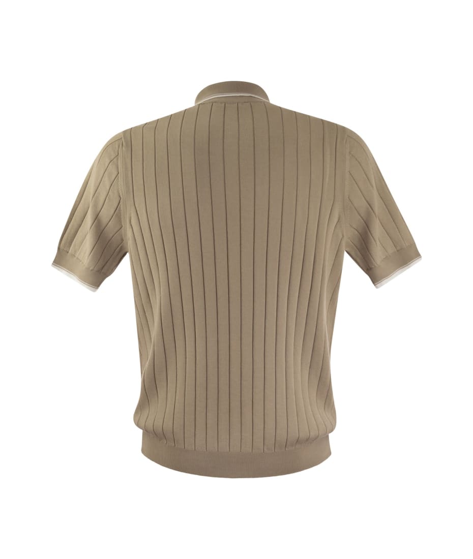 Tシャツ・カットソー PESERICO Polo shirt in pure cotton crepe yarn with flat rib Peserico Polo Shirt In Pure Cotton Crepe Yarn With Flat Rib