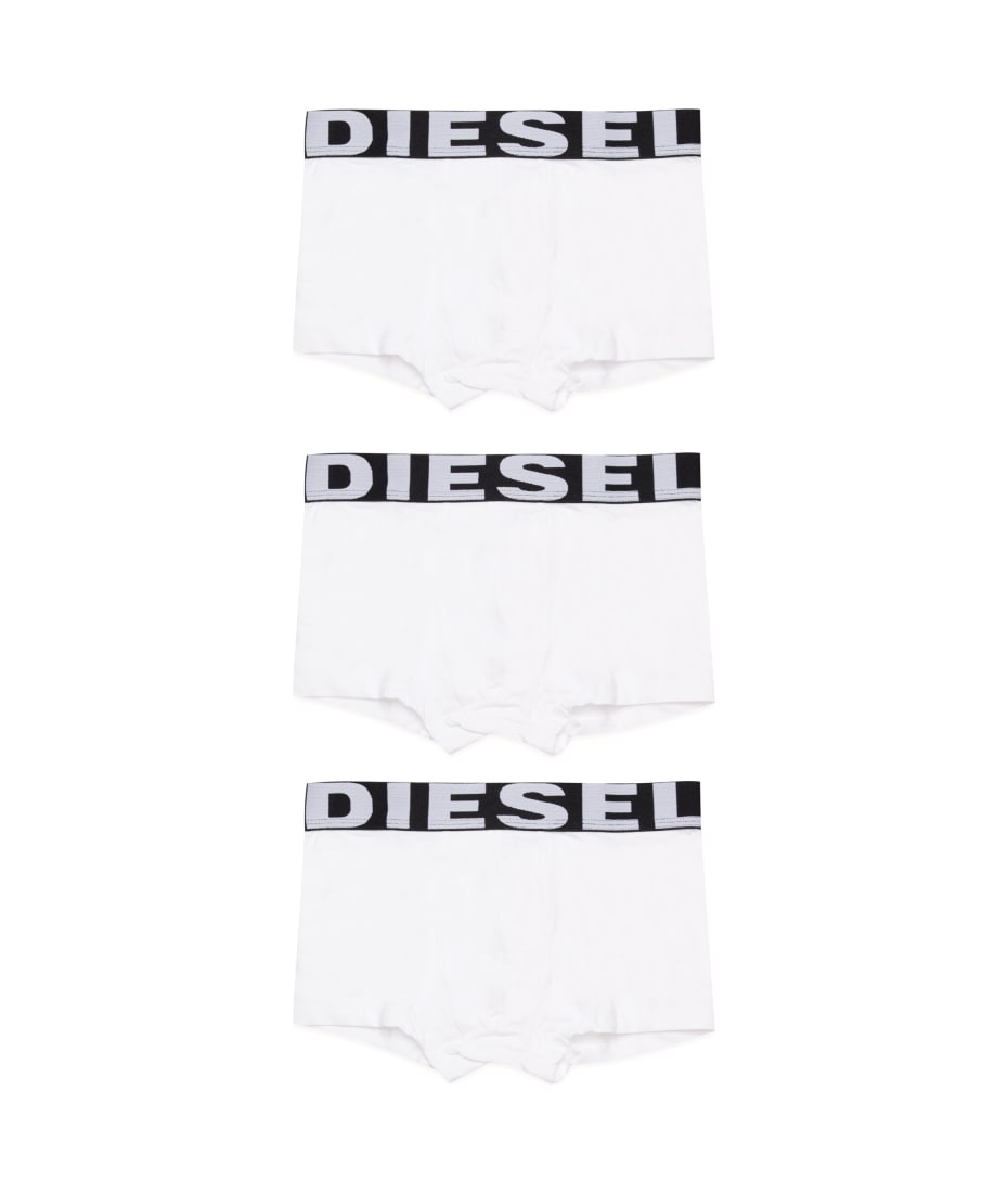 Diesel DSL Cotton Boxer Briefs - White - Black