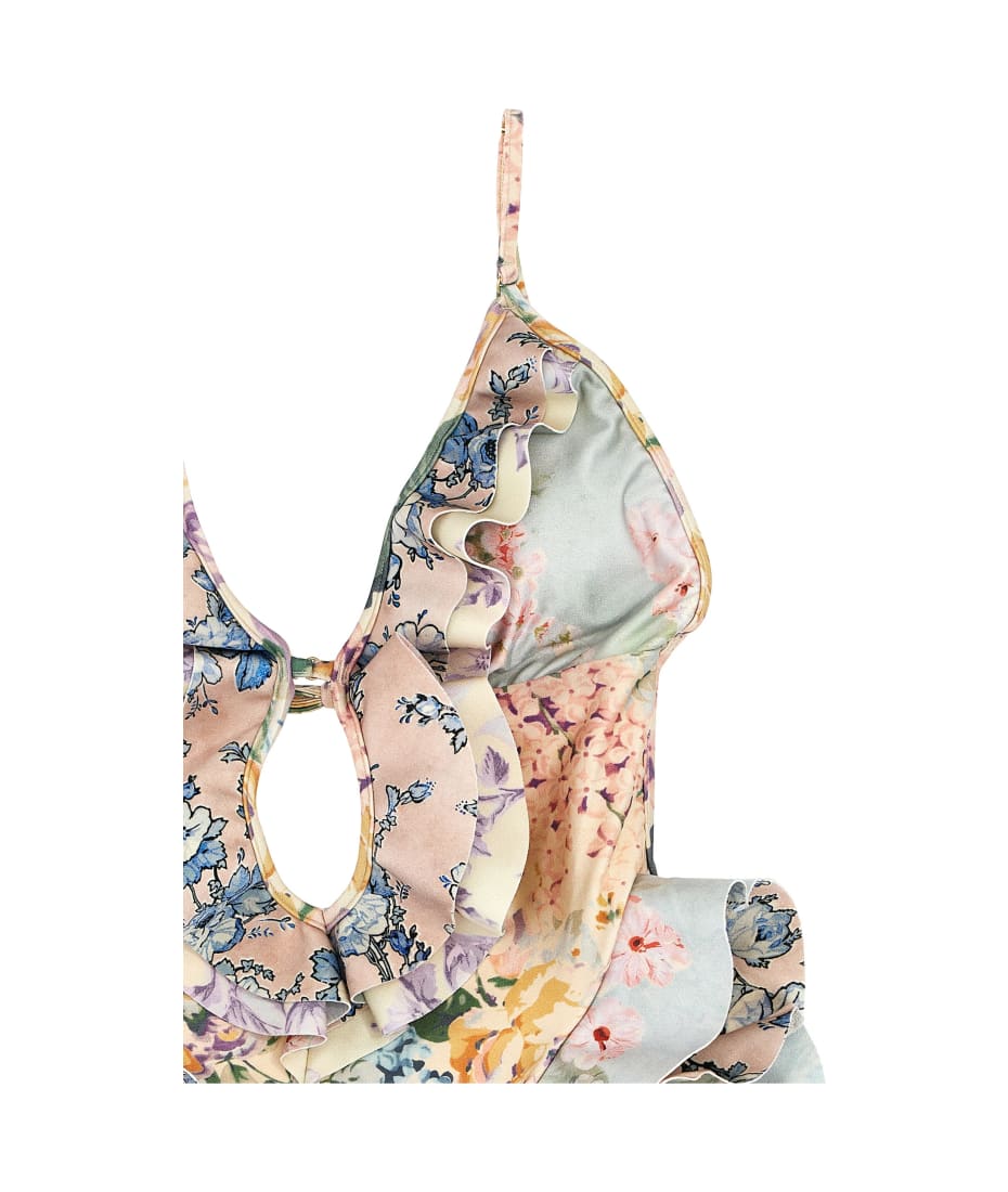 Zimmermann 'halliday Waterfall Frill' One-piece Swimsuit