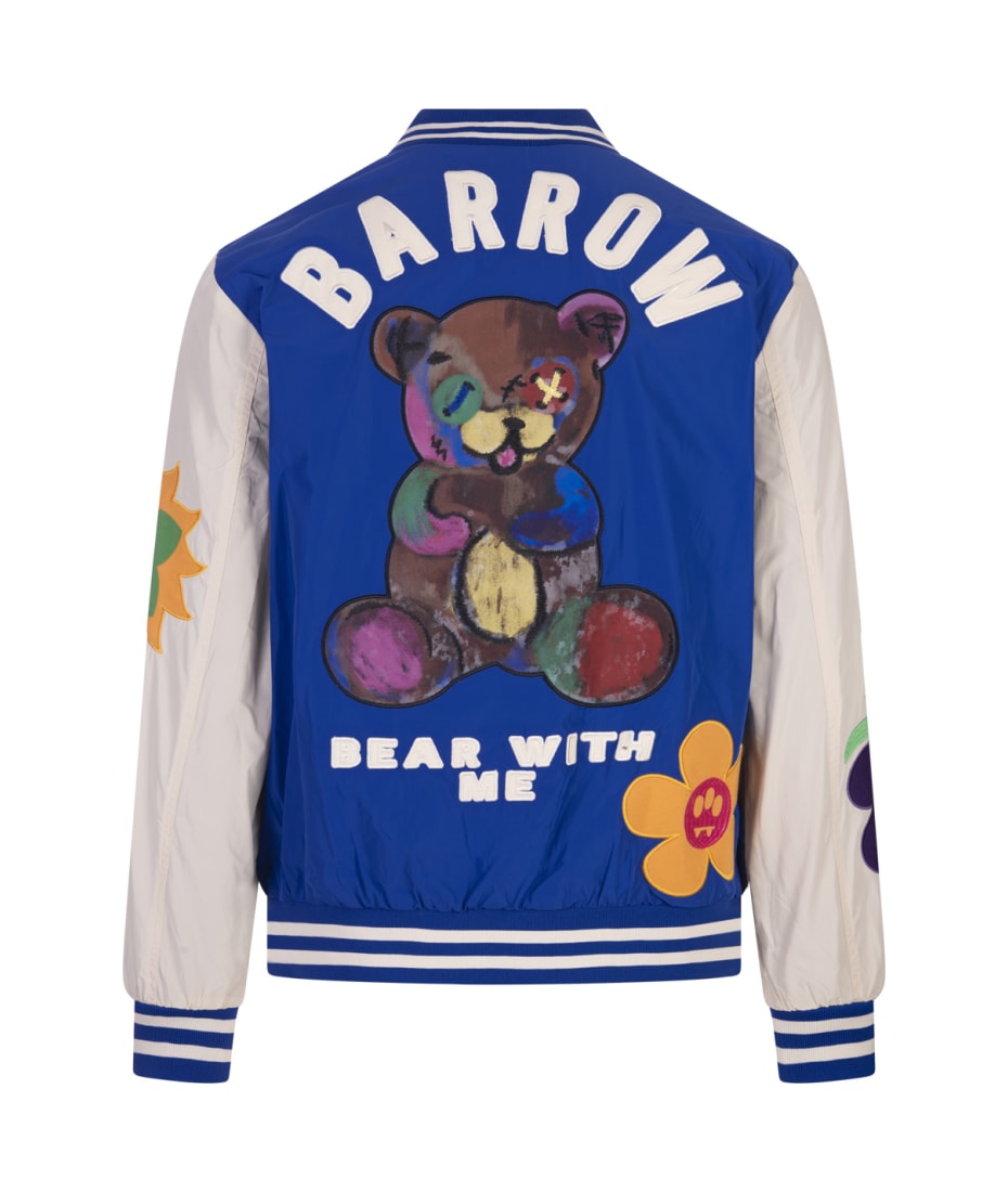 Barrow Blue College Bomber Jacket With Applications | italist, ALWAYS LIKE  A SALE