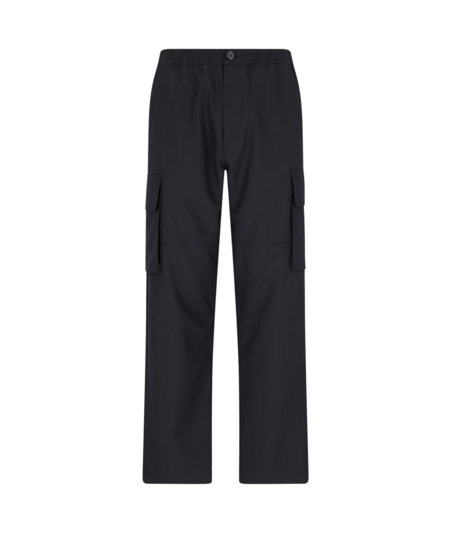 【関税込み】marni WOOL PANTS Black wool trousers with contrasting waistband | Marni