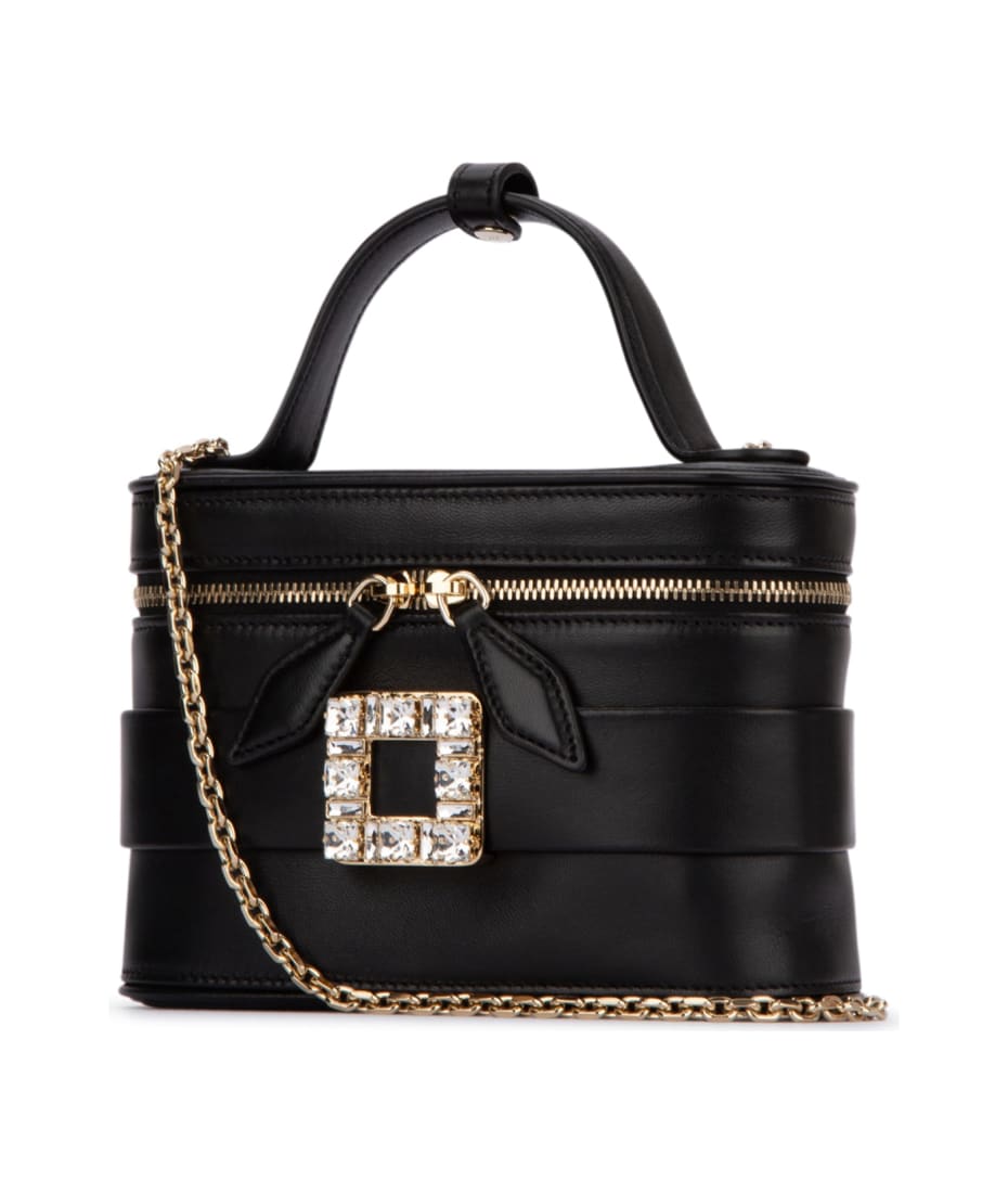 【関税&送料込】Roger Vivier Vanity Case Vanity Très Vivier Micro leather vanity bag in gold - Roger