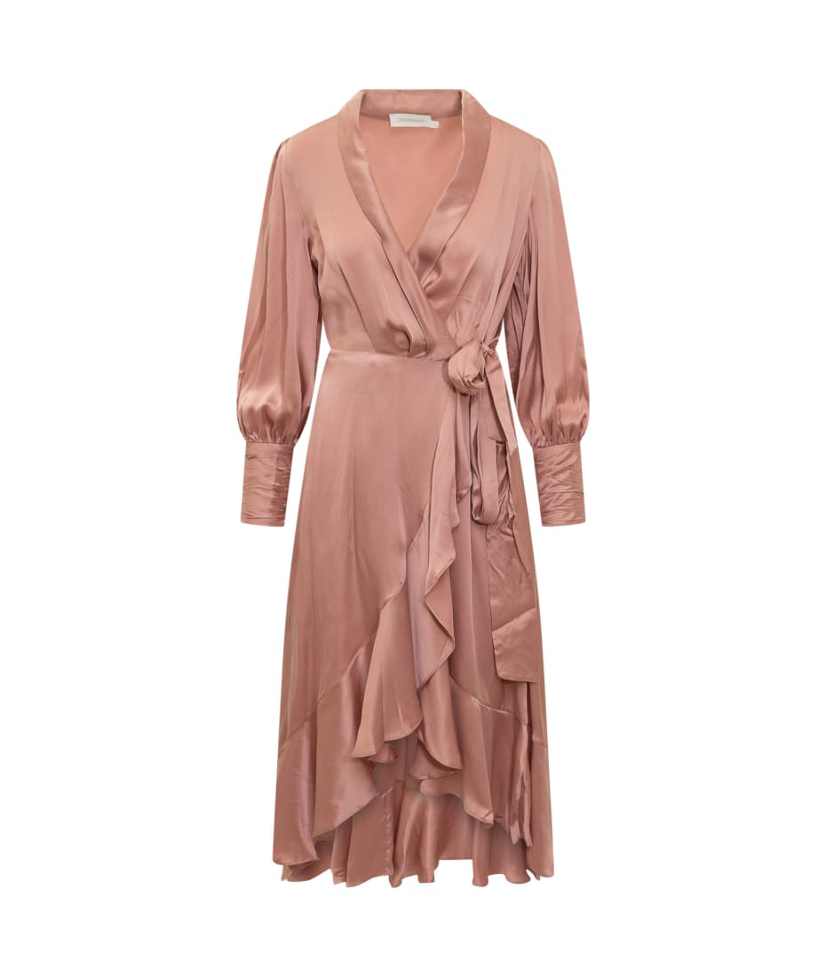 dusty pink wrap dress Dusty Pink Floral Wrap Dress main image 0