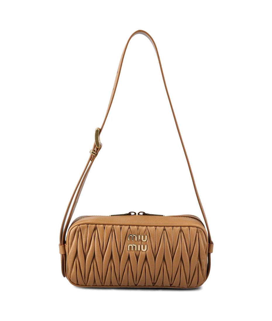 ミュウミュウ ロゴレタリング ジップアップ ショルダーバッグ Miu Miu Logo-lettering Zip-up Shoulder Bag ショルダーバッグ
