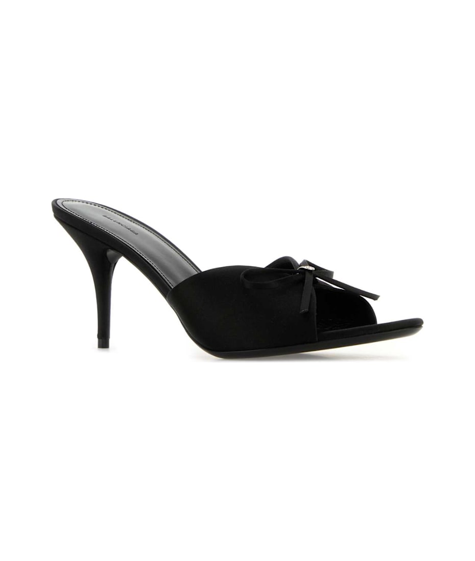 【関税&送料込】Balenciaga Black Satin Knife Bow Mules Knife Bow leather mules in black - Balenciaga | Mytheresa