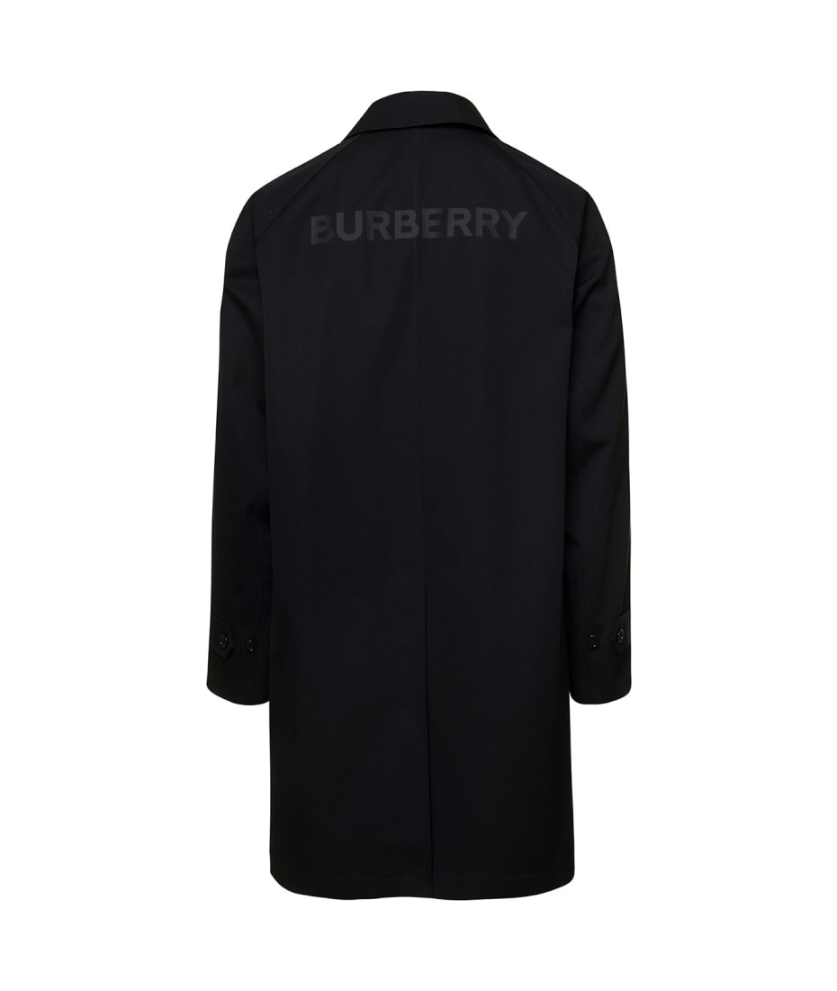 BURBERRY（ⓣⓞⓜⓞ﻿） Burberry Black Single-breasted Trench Coat With Logo Print