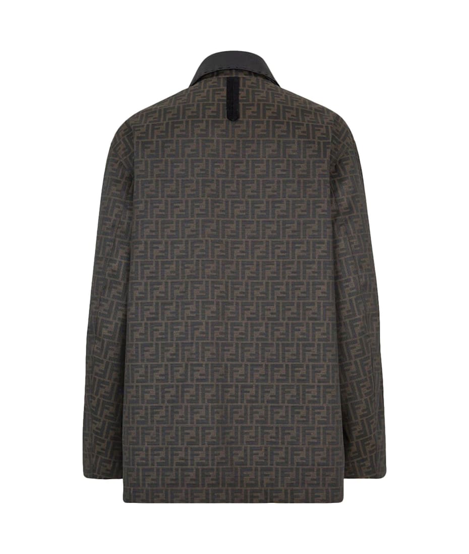 Fendi Blouson In Brown Waxed Ff Jacquard | italist