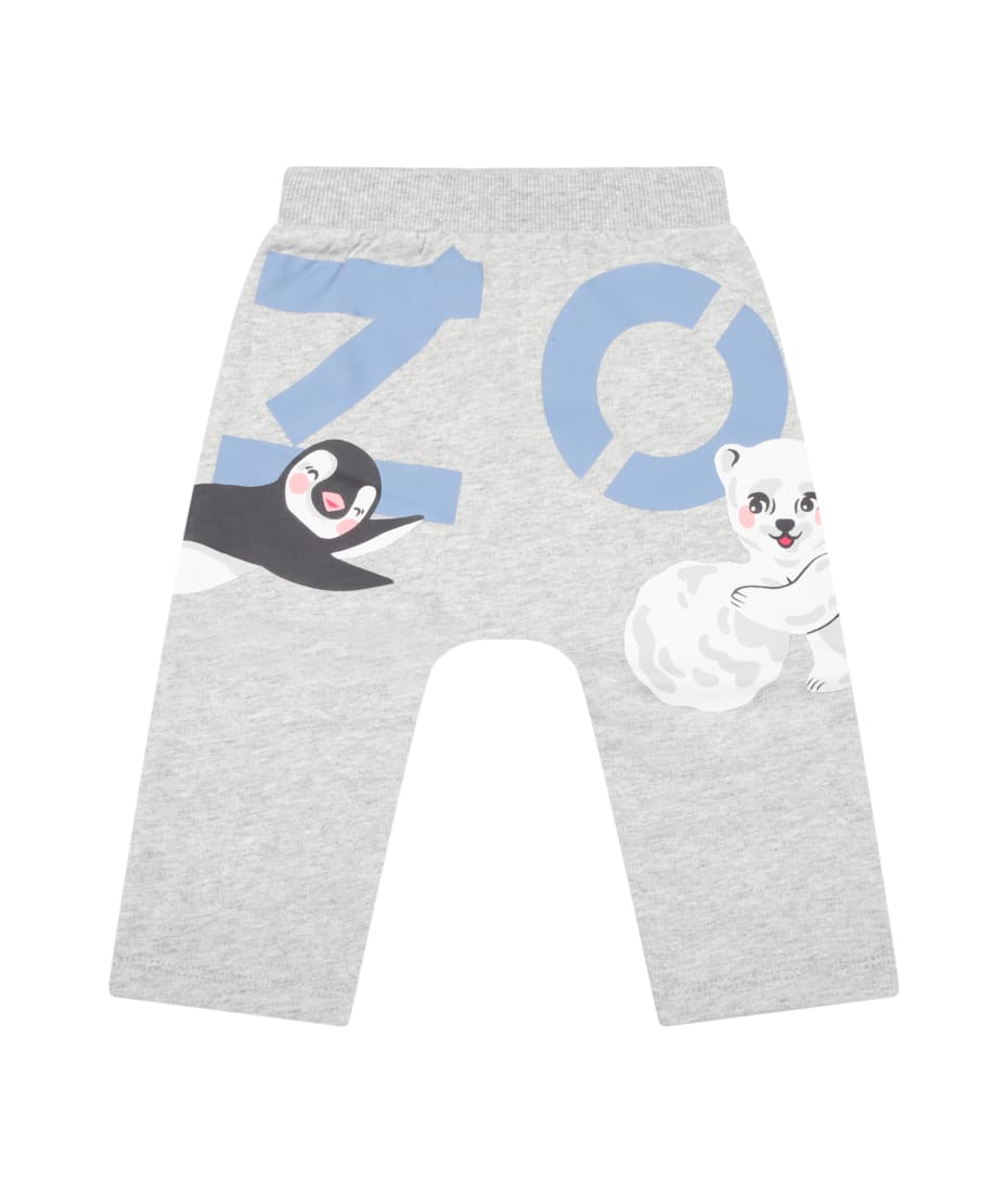 Kenzo Kids Grey Tracksuit For Baby Boy With Iconic Prints - Grey