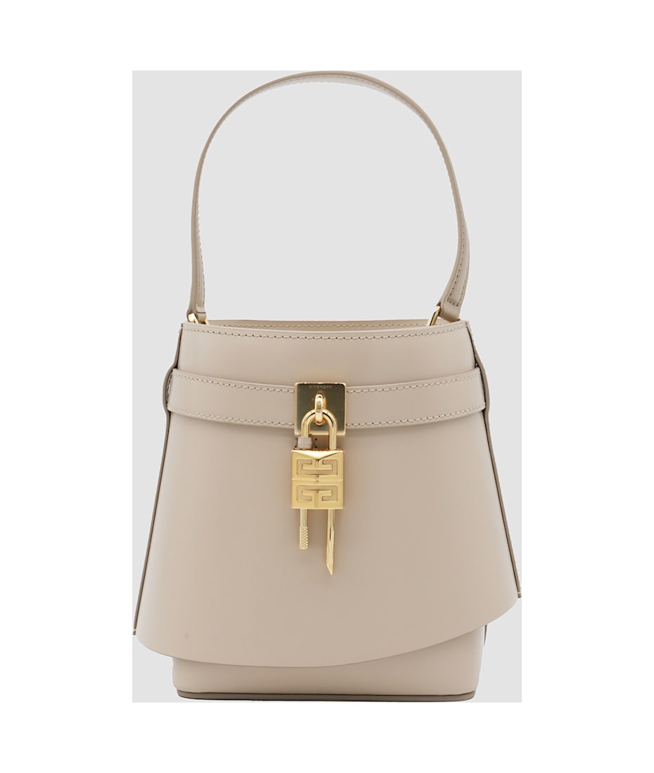 Givenchy Beige Leather Shark Lock Bucket Bag | italist