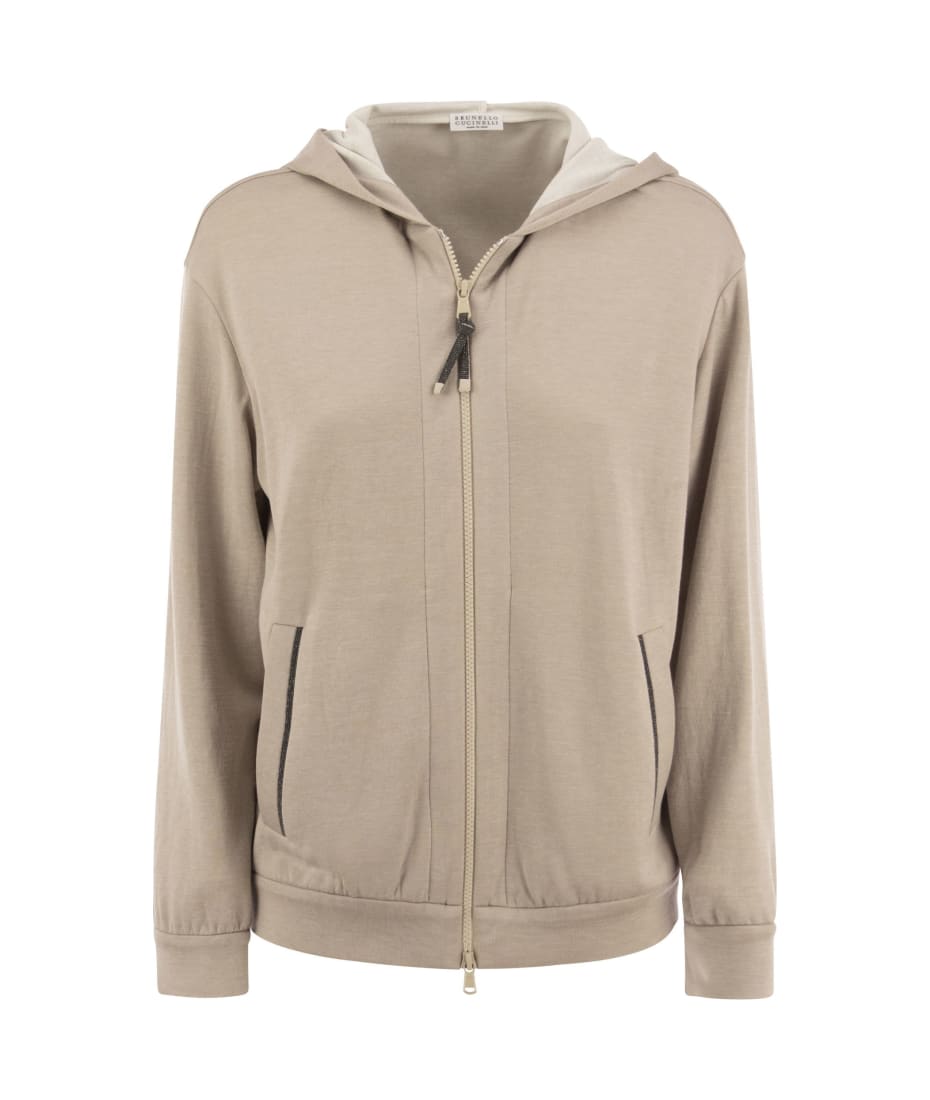 Brunello Cucinelli Cotton-silk Sweatshirt Topwear With Jewellery