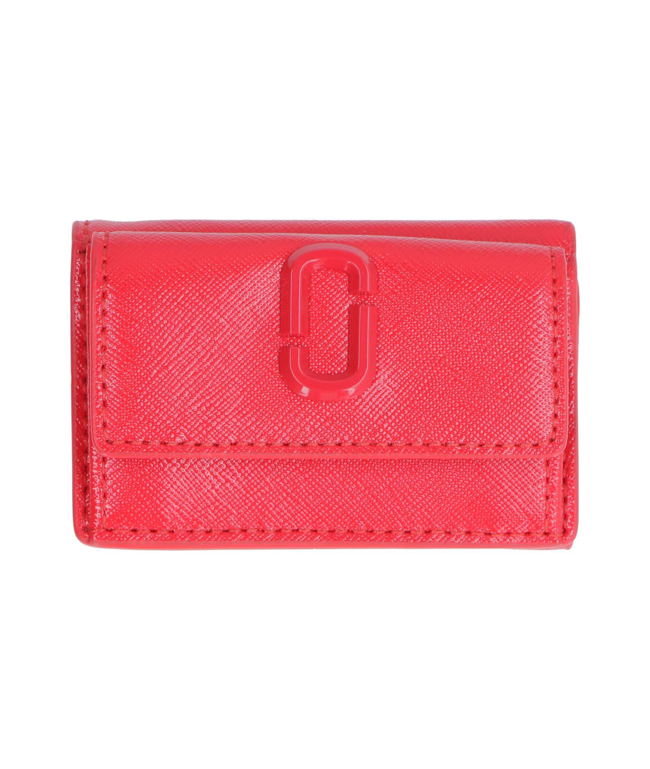 Marc Jacobs Logo Leather Card Case in Red