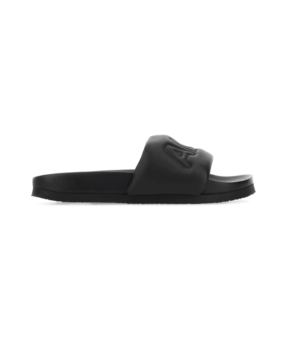 サンダル AMBUSH SLIPPER (BMIC001F22LEA001 1000) AMBUSH Black Leather Slippers | italist