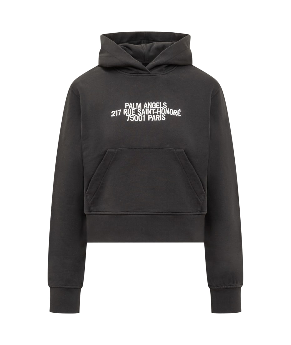 Gray Embroidered Hoodie by Palm Angels on Sale