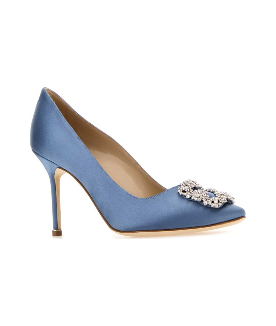 Manolo Blahnik Air Force Blue Satin Hangisi Pumps italist
