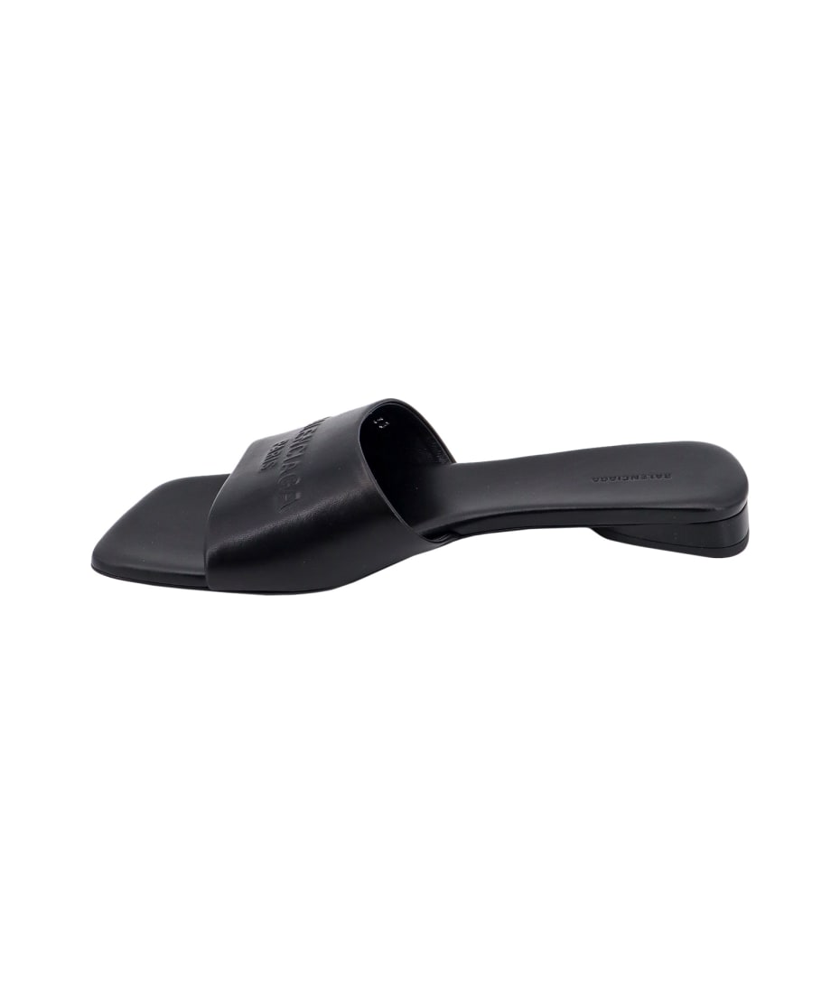 サンダル・ミュール BALENCIAGA DUTYFREE SANDALS Balenciaga Dutyfree Leather Logo Mule Sandals In Black