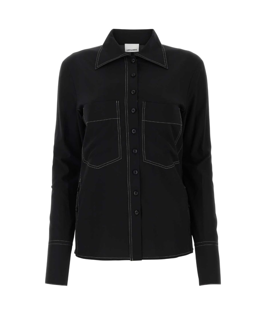 Tシャツ・カットソー LOW CLASSIC Black silk blend shirt (LOW23SMSH020 BLACK) Low Classic Black Silk Blend Shirt | italist