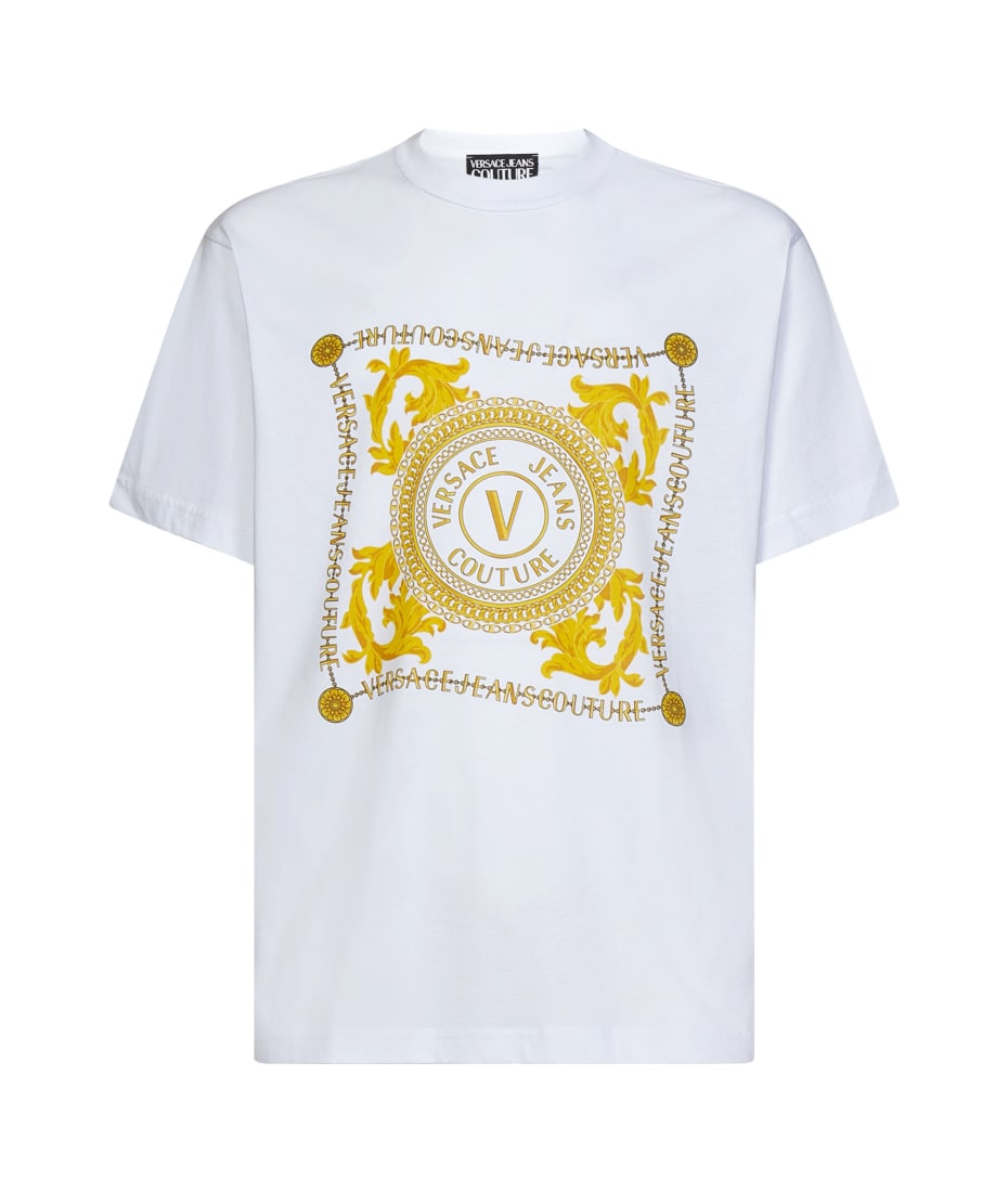 White 'V-Emblem Chain' t-shirt