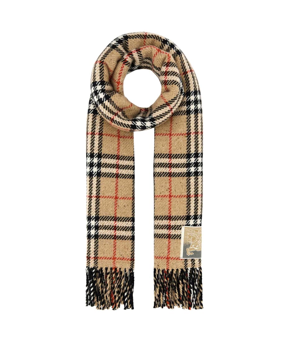 マフラー・ストール BURBERRY EMBROIDERED CASHMERE BLEND SCARF Burberry Embroidered Cashmere Blend Reversible Scarf